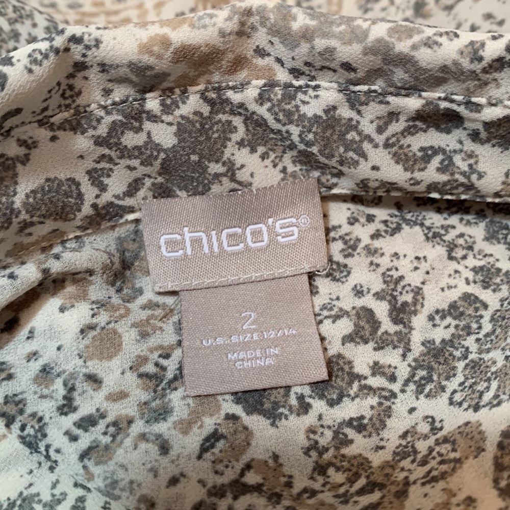 Chico’s Python Print Sheer Button Down Blouse - Picture 12 of 14